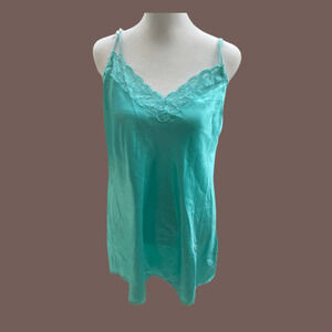 Vintage Thalia Sodi Lace Trim Slip Dress – Seafoam Satin Coquette